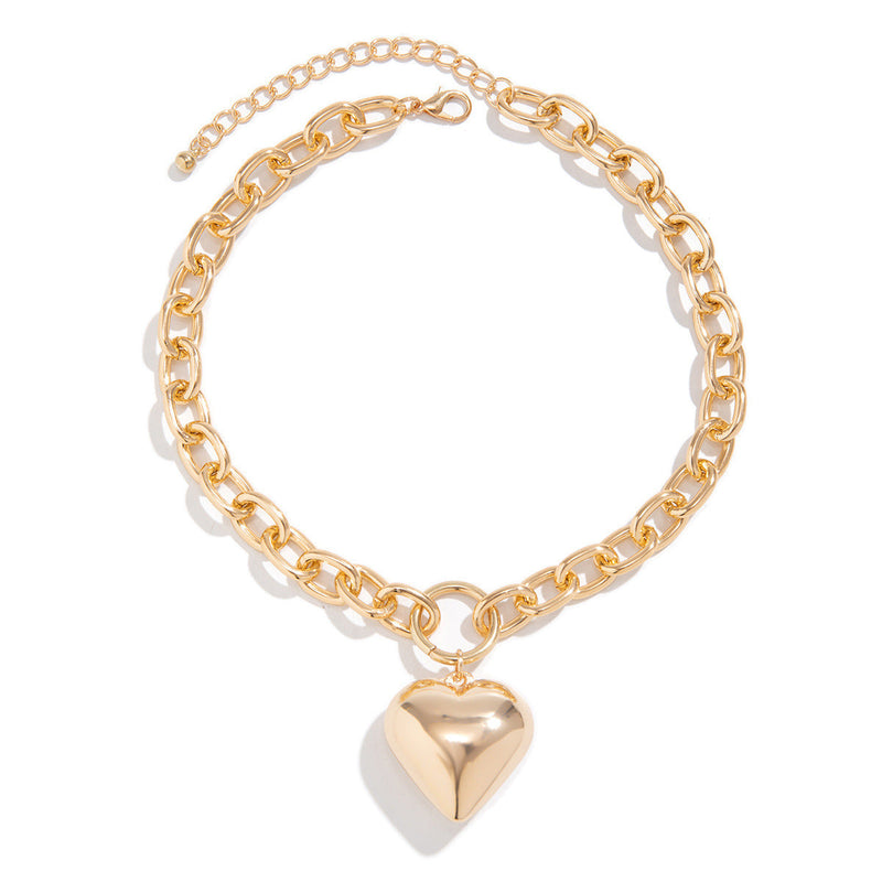 Chunky Chain Heart Pendant Necklace