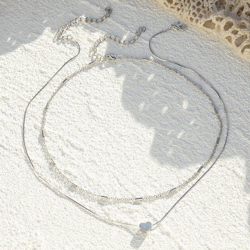 Lovely Style Necklaces 2 Layers Love Heart Multi-layer Chain Choker