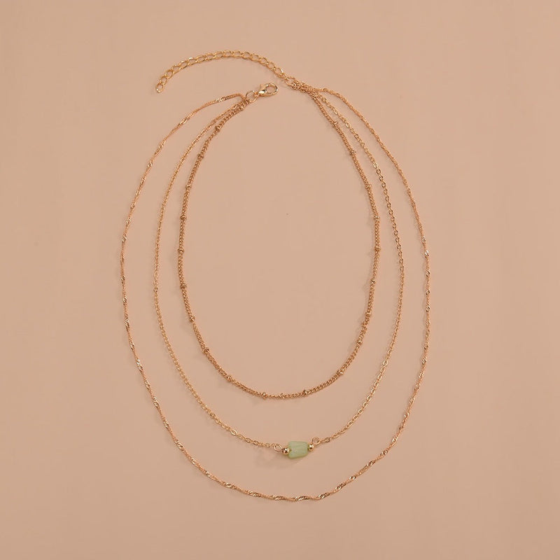 Multi Layer Gemstone Chain Necklace for Women