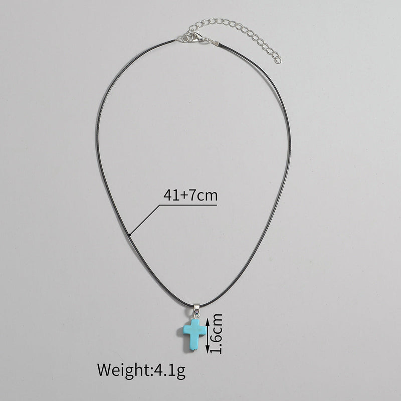 Natural Gemstone Cross Pendant Necklace