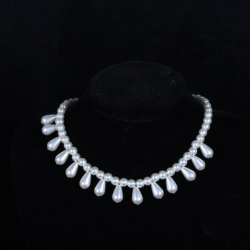 Women Faux Pearl Tassel Necklace