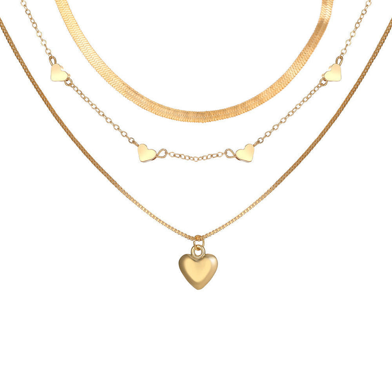 New Fashion Heart Triple Layers Pendant Necklace