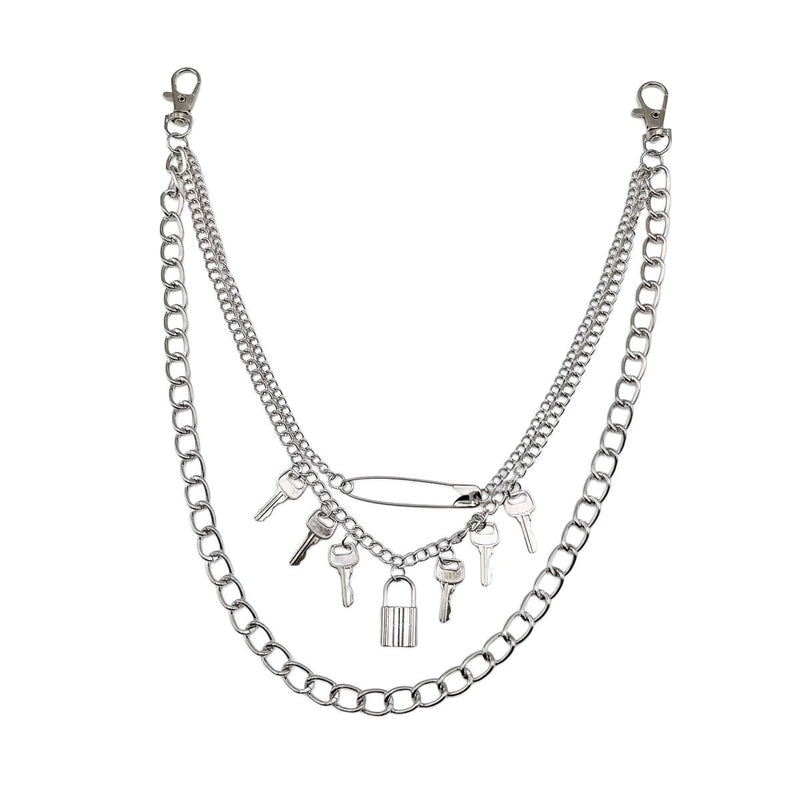 Vintage Metal Key Pendant Multi-layer Waist Chain