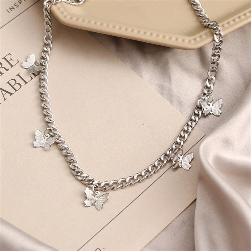 Alloy Metal Jewelry Butterfly Necklace