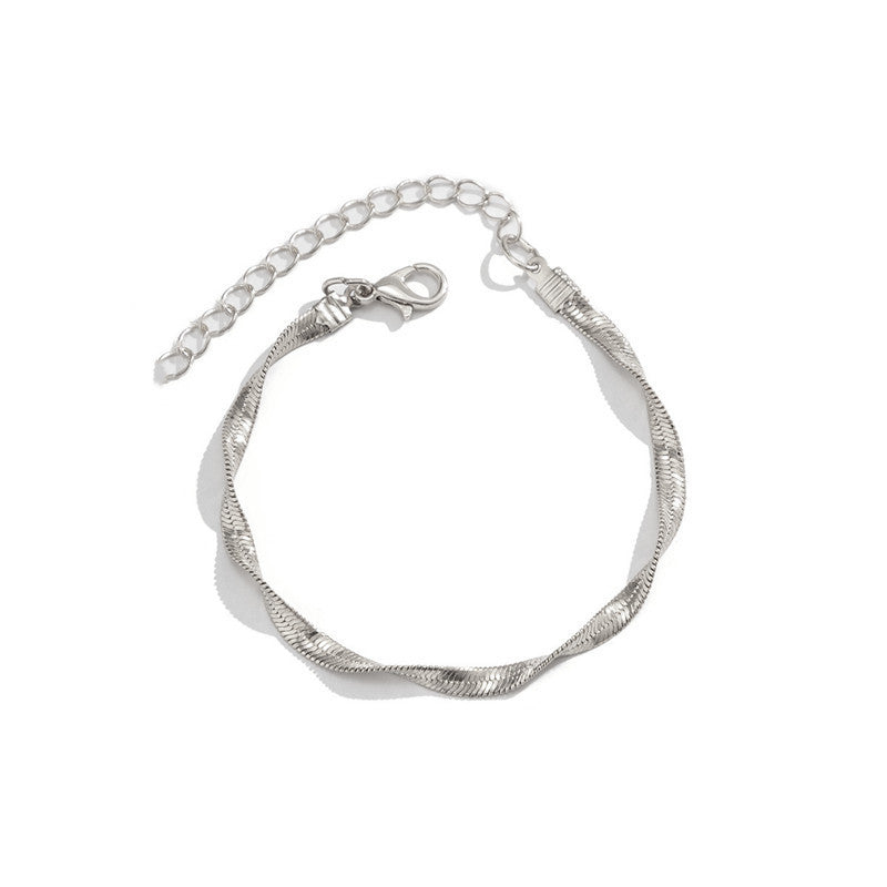 Twisted Flat Snake Bone Chain Necklace Bracelet