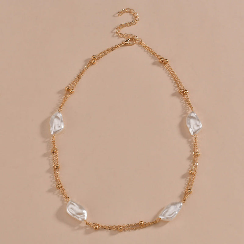 Pearl Baroque Beaded Chain Necklace