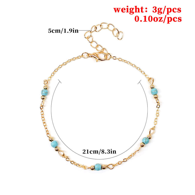 Turquoise Bead Chain Anklet Jewelry