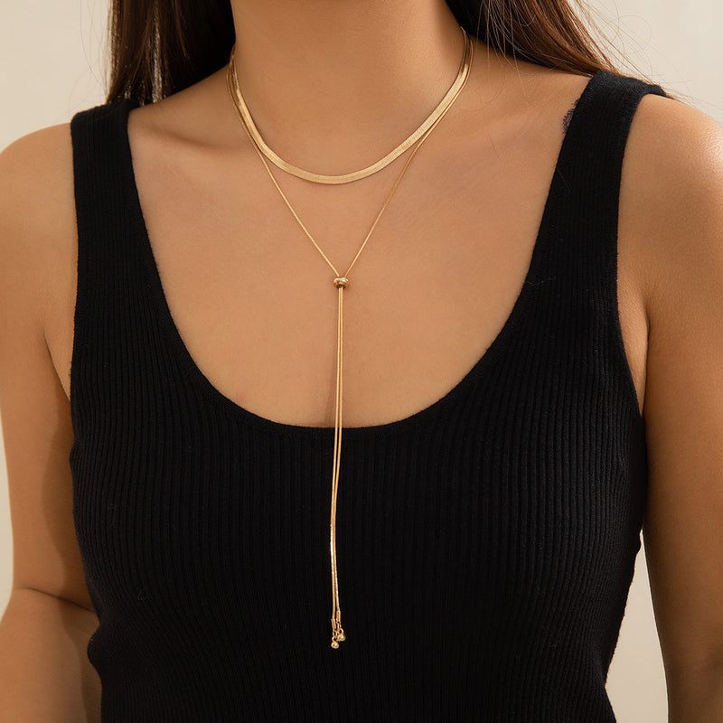 Punk Simple Double-Layer Snake Bone Chain Necklace