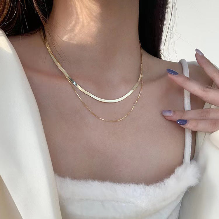 Double Layered Snake Bone Chain Necklace