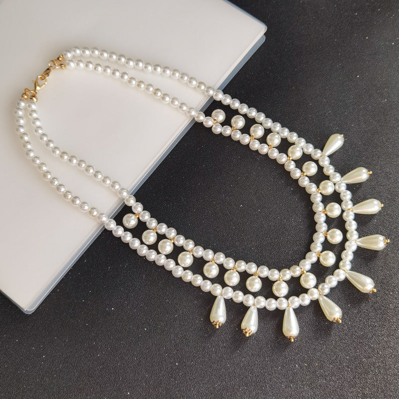 Elegant Round Pearl Drop Pendant Necklace