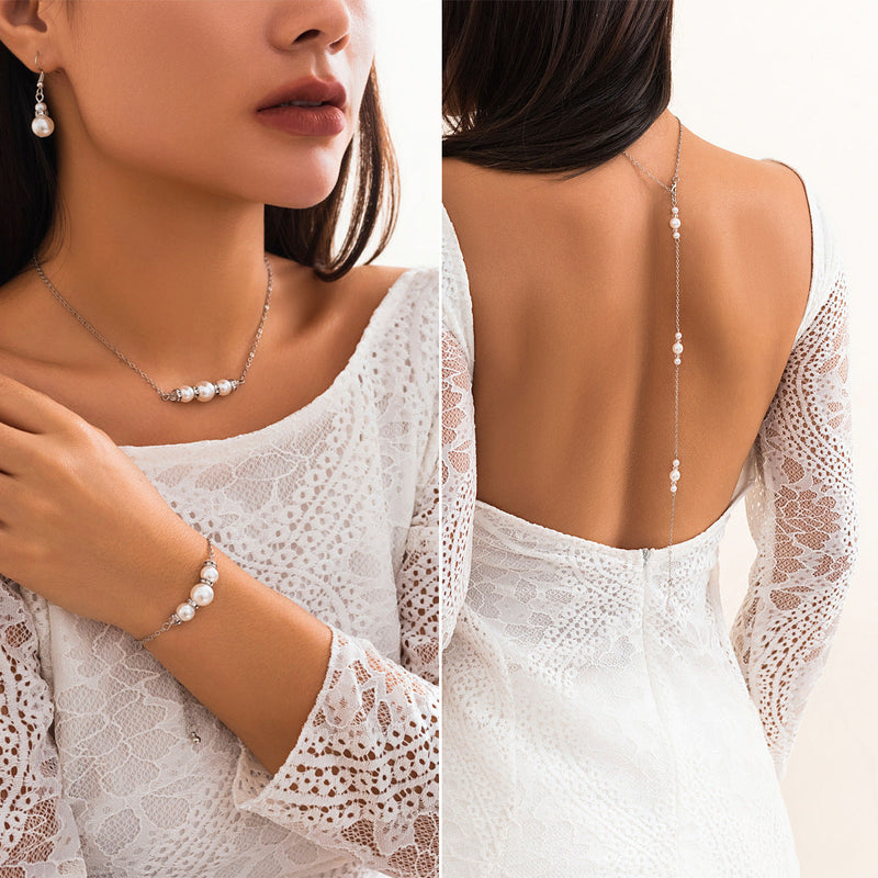 Women Simple Sexy Body Chain Back Chain Pearl Necklace