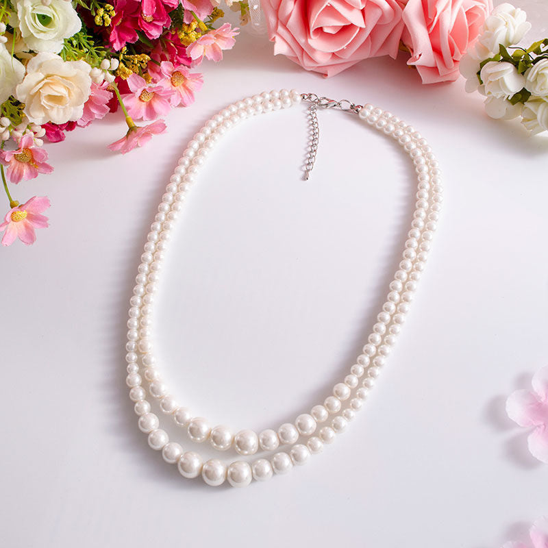 Multi-Layer Pearl Statement Bridal Choker Necklace