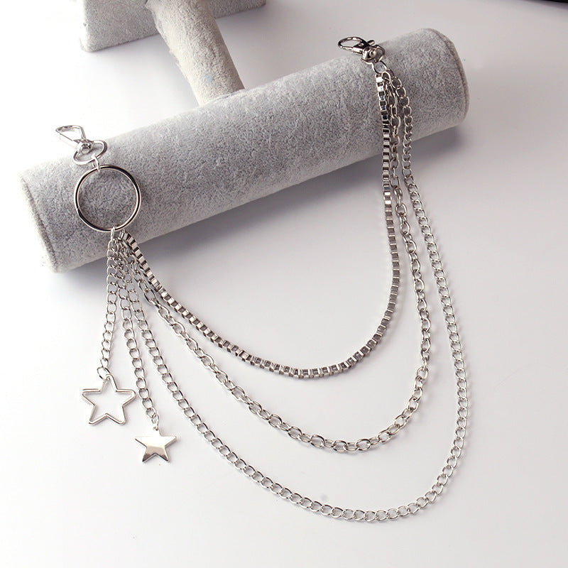 Multiple Layers Chain Charm Star Pendant Pants Belts Jeans Chain