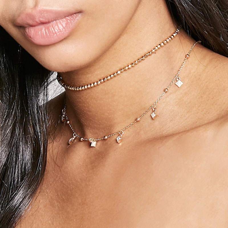 Multi Layers Round Beads Chain Necklace