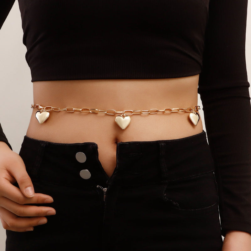 Metal Large Heart Pendant Waist Chain
