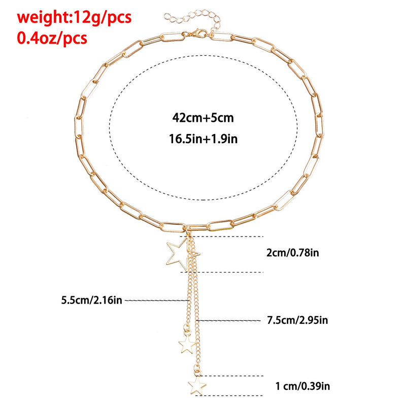 Star Paperclip Chain Pendant Necklace