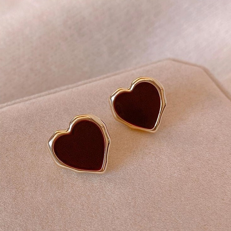 Red Enamel Heart Earrings