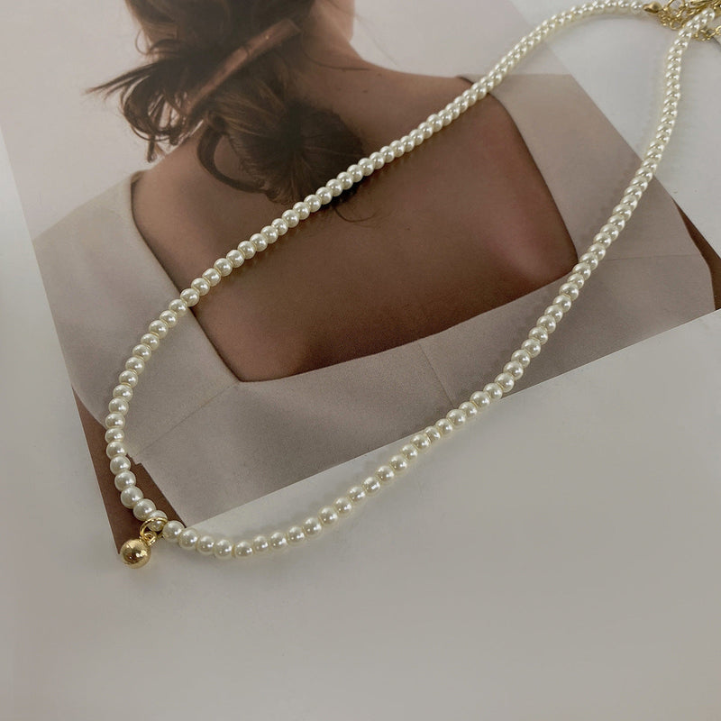 Simple Pearl Chain Choker Necklace for Women