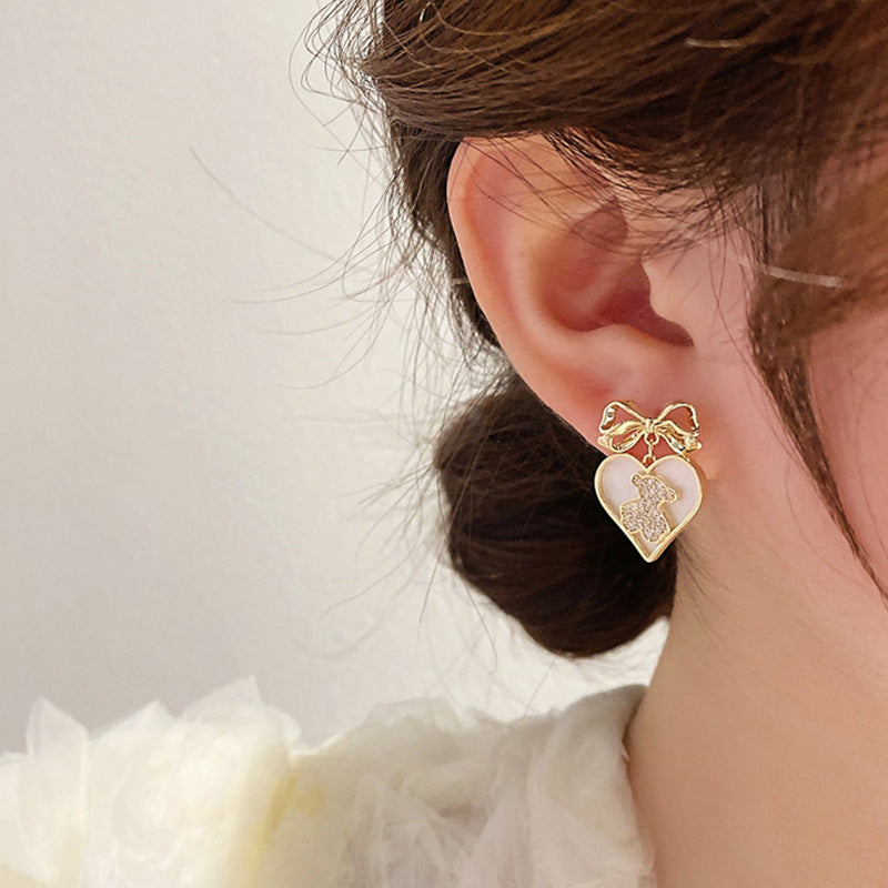 Heart Bow Lovely Drop Earrings