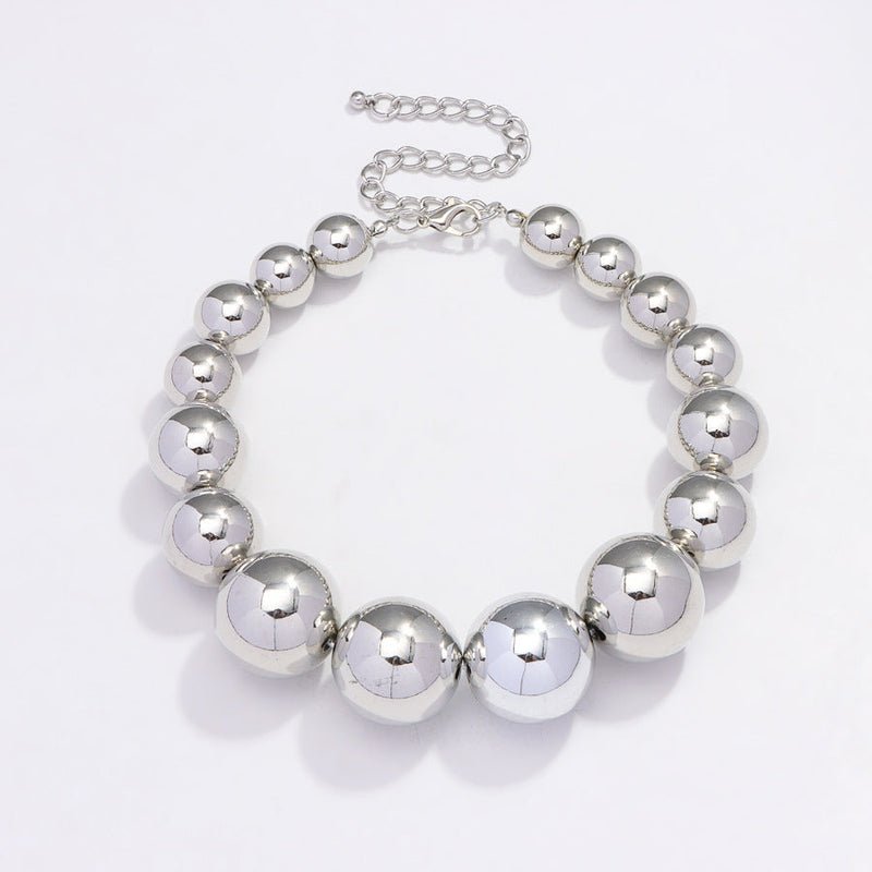 Exaggerated Punk Big Round Beads Collarbone Necklace