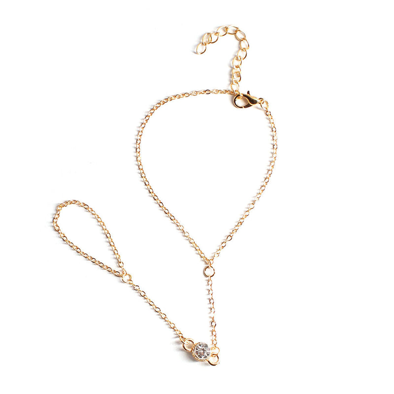 Popular Stone Finger Chain Ring Bracelet