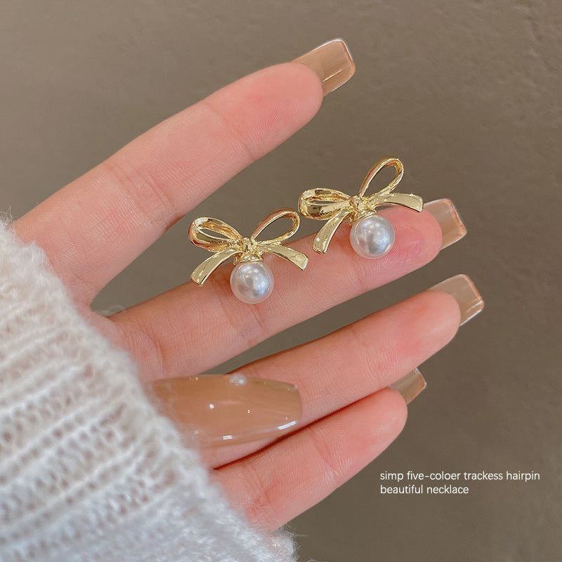 Pearl Bow Earrings