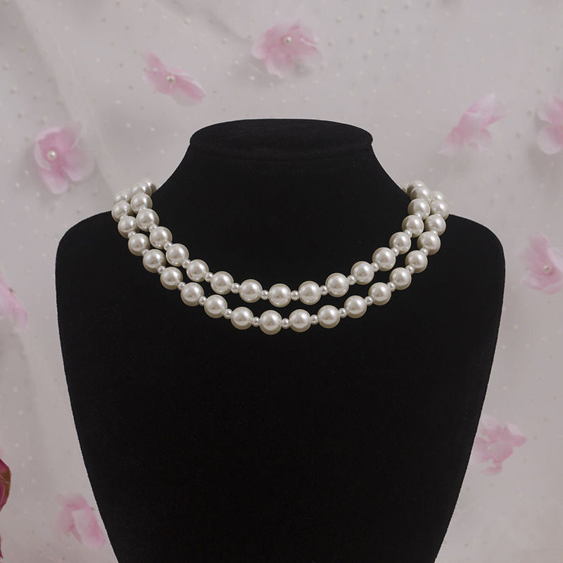 White Glass Pearl Beaded Necklace Wedding Bride