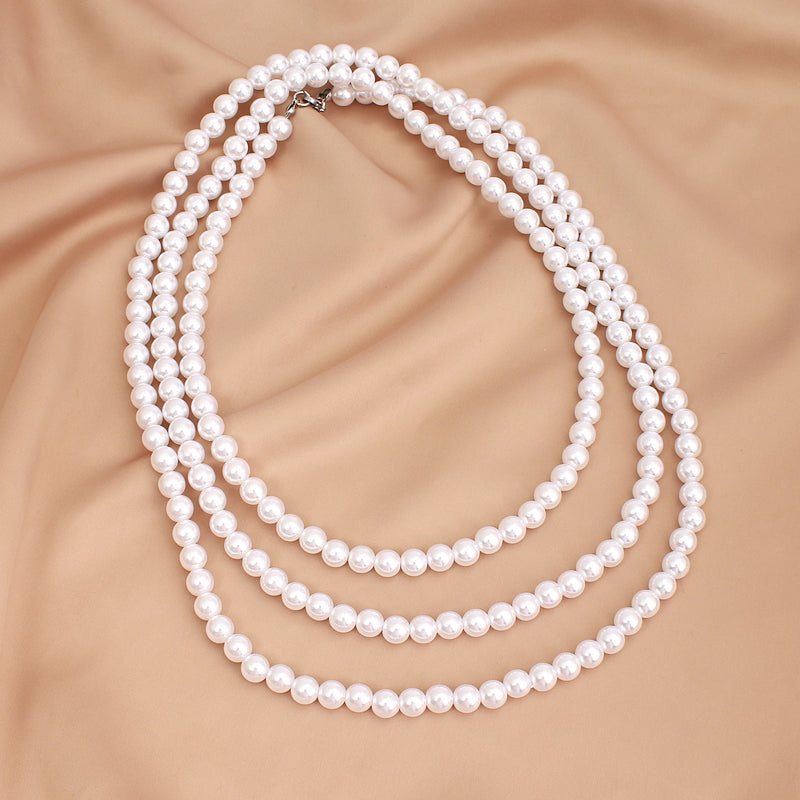 Layer Long Round Pearl Chain Pearl Necklace