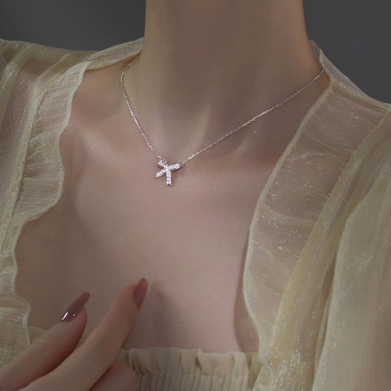Bowknot Rhinestone Chain Pendant Necklace