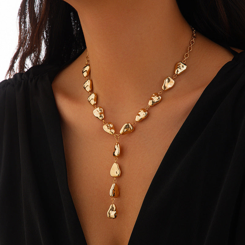 Irregular Ccb Bead Chain Pendant Long Necklace