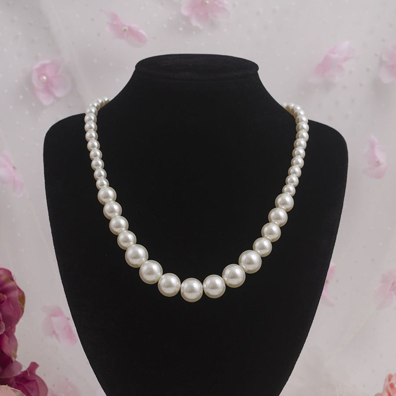 Round Glass Imitation Pearl Necklace Wedding Pearl Necklace for Brides