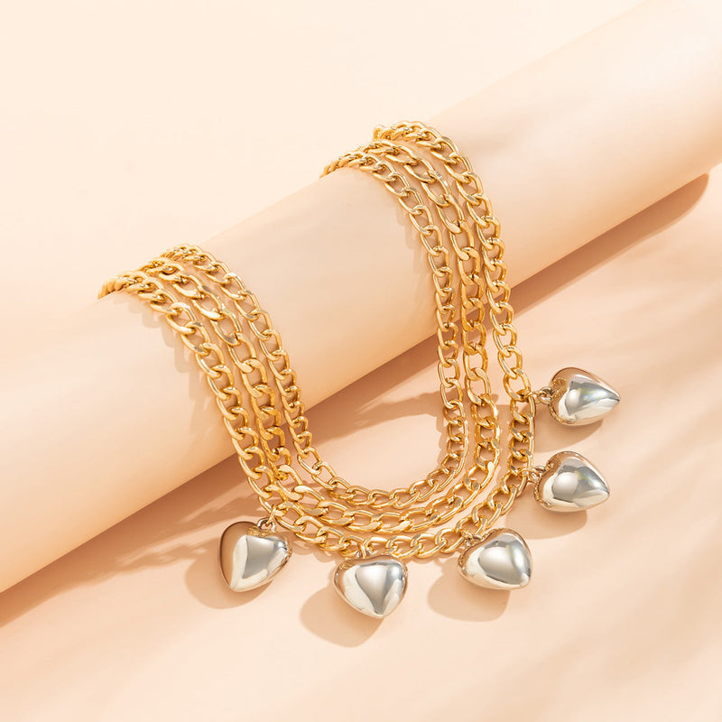 Multilayer Big Peach Heart Pendant Necklace