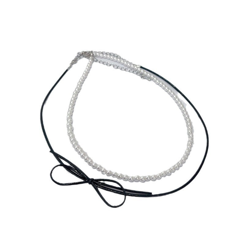 Beaded BowKnot Necklace Lovely Pearl Chokers Necklace