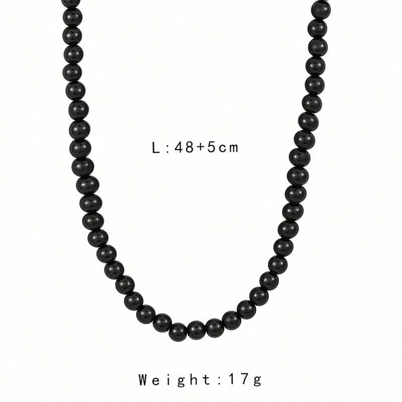Retro 8MM Black Pearl Necklace