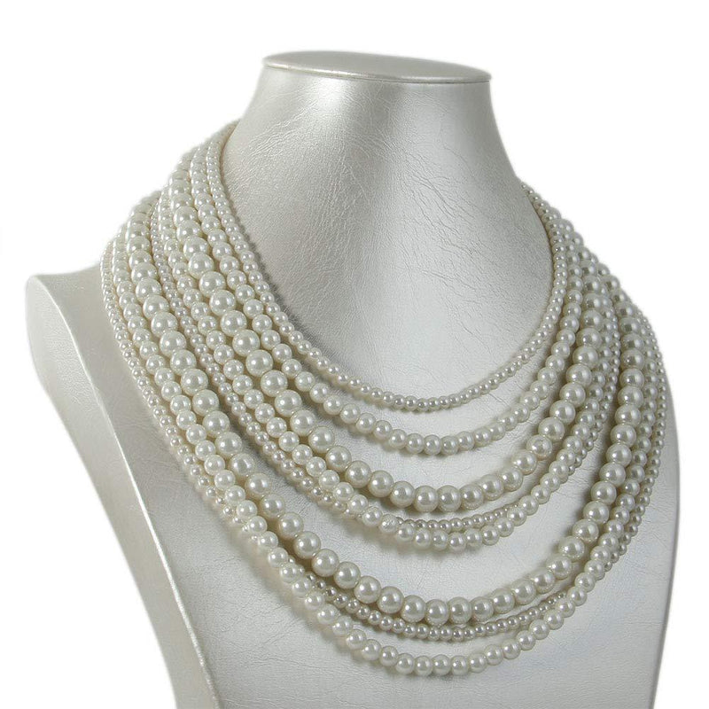 Vintage Layered Necklace Faux Pearl Strand Costume Jewelry
