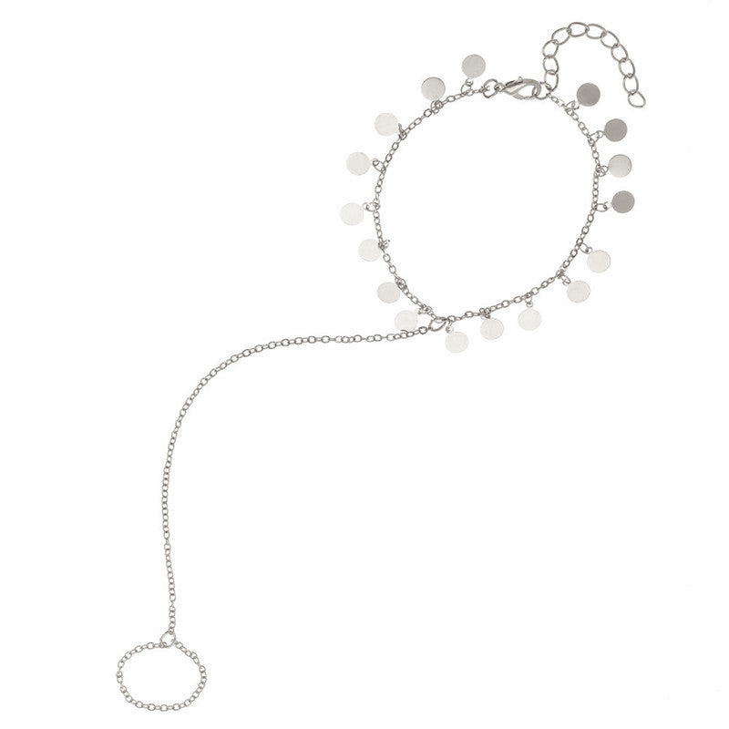 Disc Coin Pendant Layer Ankle Chain