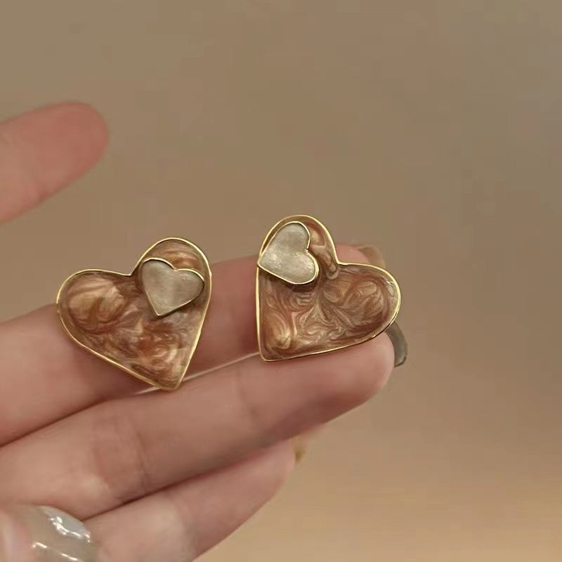 Sweet Enamel Blue Heart Earrings