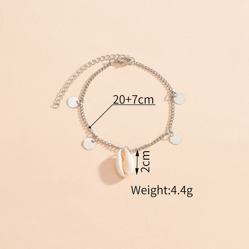 Beach Shell Pendant Circular Tassel Women Anklet Jewelry