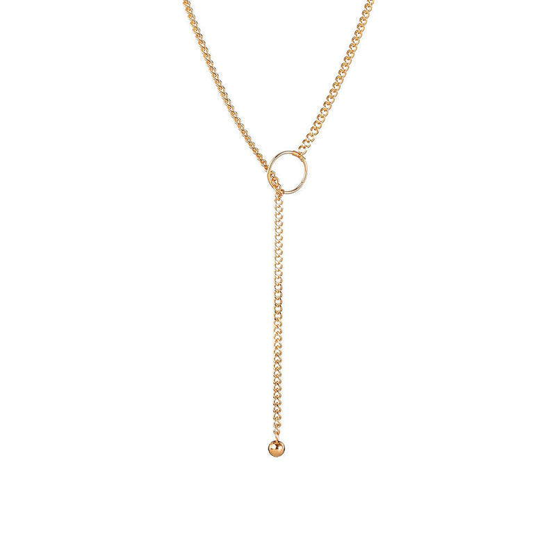 Drop Tassel Choker Necklace Long Thin Chain