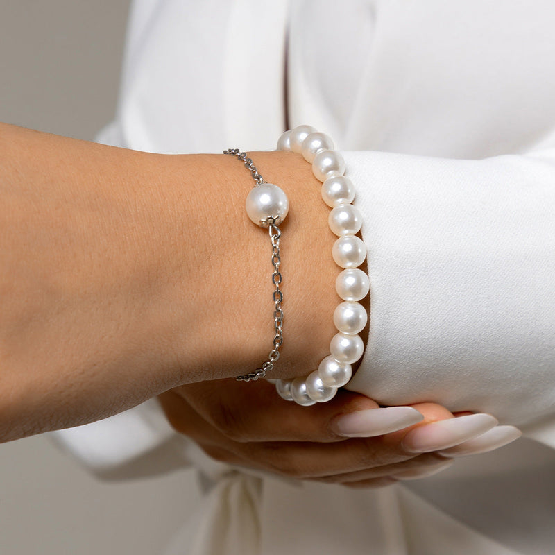 Round White Pearls Bracelet