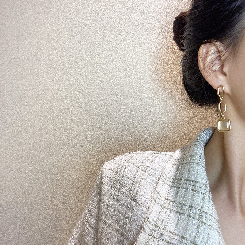 Opal Square Dangle Drop Earrings