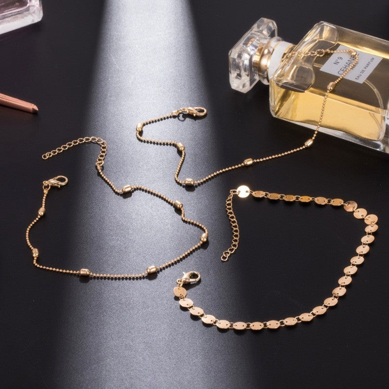 Layer Sequin Chain Anklet Bohemia Women Anklet