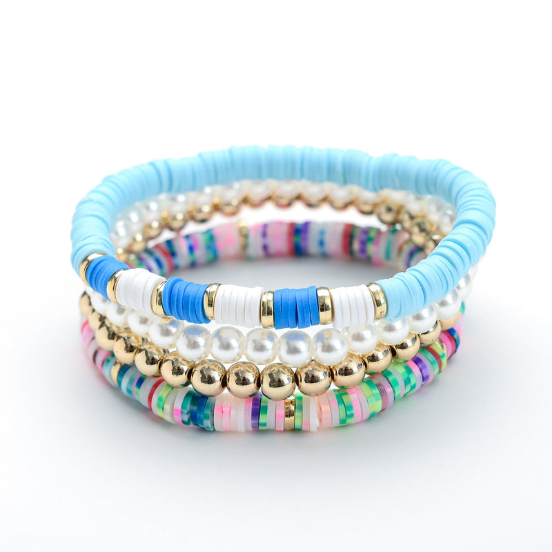 Bohemian Beaded Stretch Bracelets Colors Clay Beads