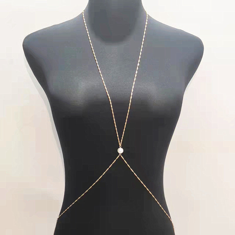 Sexy Beach Bodychain Multi-layered Cross Nightclub Shiny Chestchain