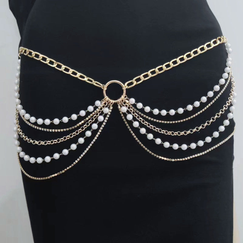 Elegant Belly Chain Pearl Waist Chain Sexy Waist Belt Body Chain