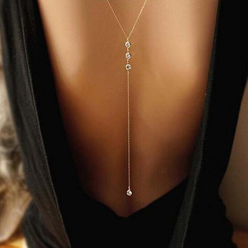 Sexy Style Crystal Back Chain Necklace