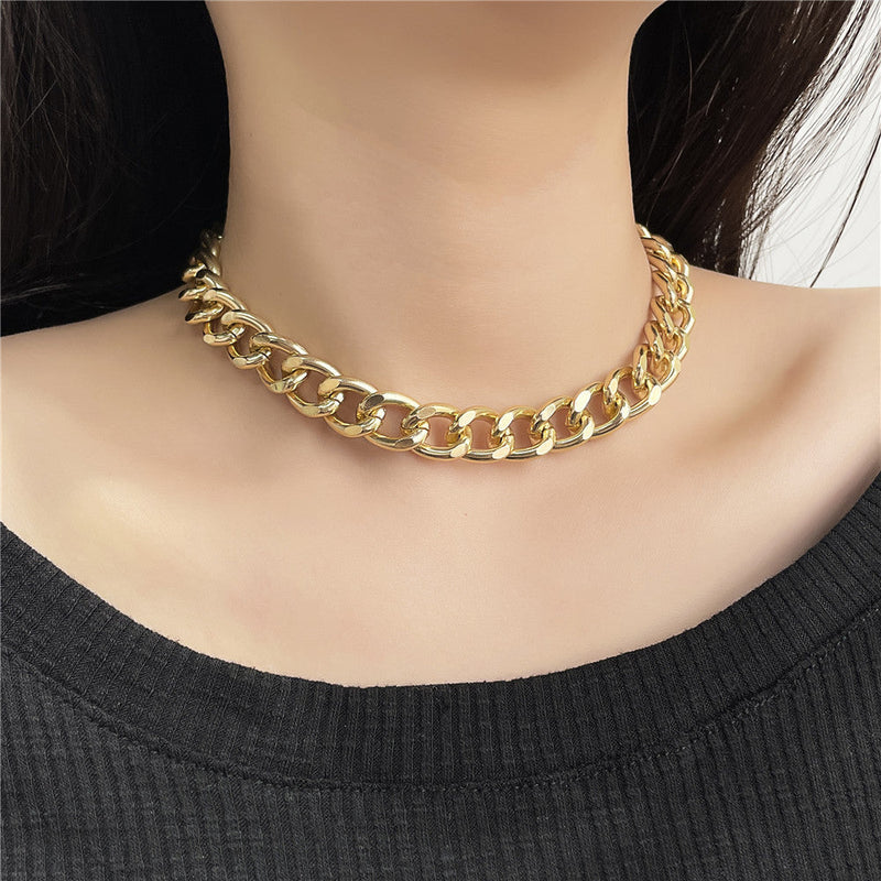 Exaggerated Metal Aluminum Thick Necklace for Women