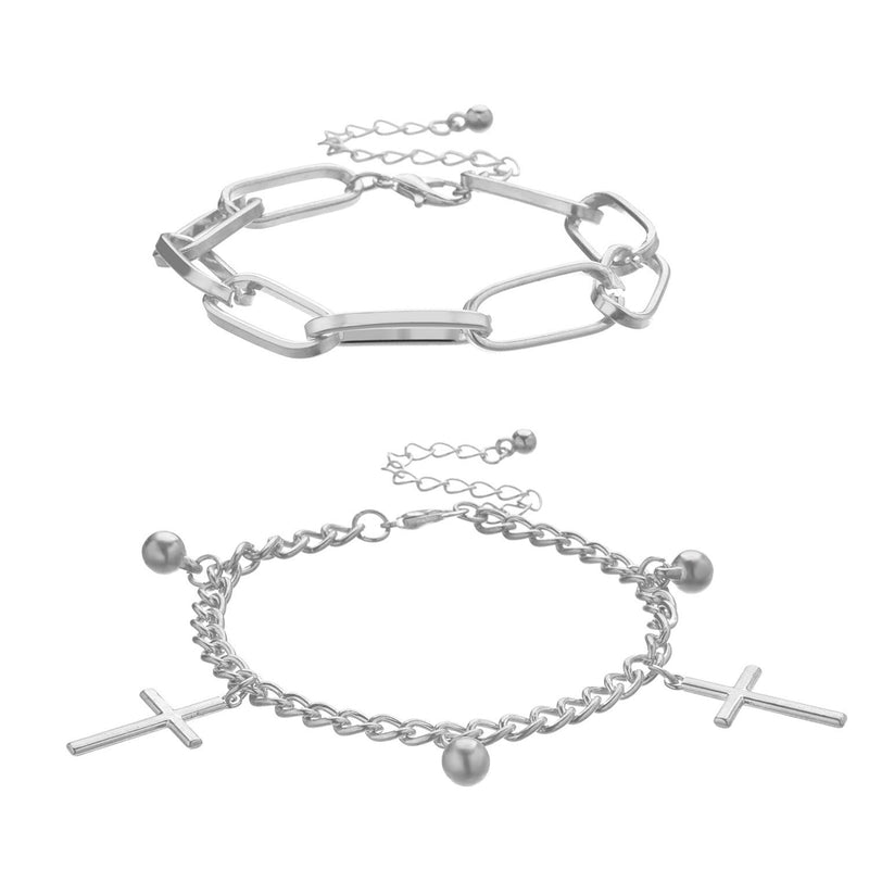 Layer Chain Link Cross Pendant Bracelets