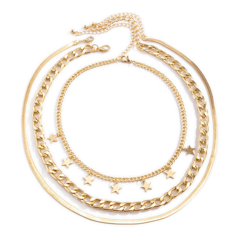 Star Charm Pendants Punk Handmade Multi Layer Chains Necklaces