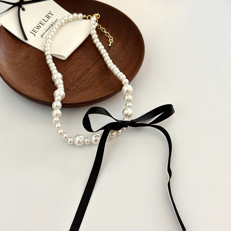 Women Bowknot Pearl Necklace